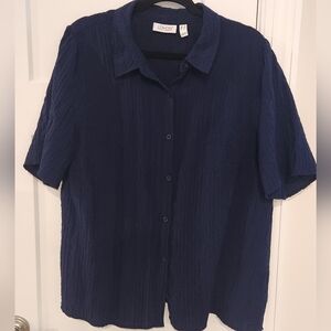 Denim & Co Blue Crinkle Top